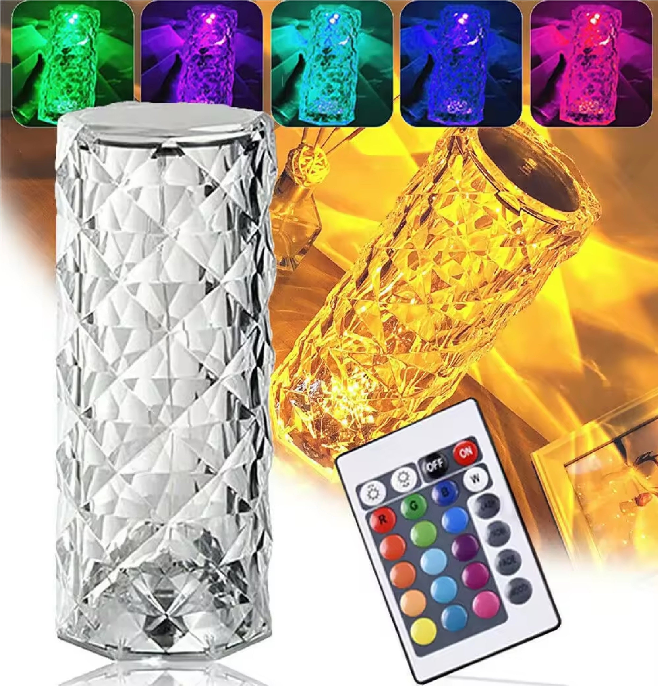 Rose Diamond  Lamp Rechargeable Touch Table 3D Light