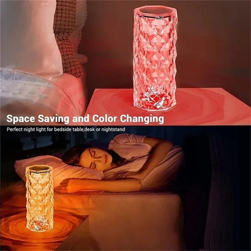 Rose Diamond  Lamp Rechargeable Touch Table 3D Light