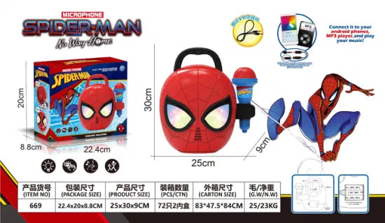 Signing Machine Spider Man with Microphone